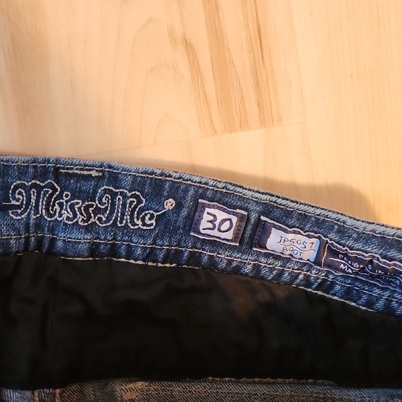 Miss Me Dark Blue Boot Cut Jeans with Rhinestone Accents - Picture 5 of 5